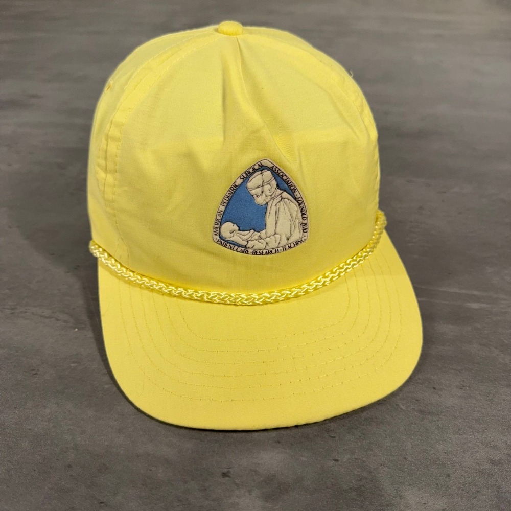 Vintage Pediatric Nurse Doctor Snapback Hat Yellow Hospital Pharmacy Medicine